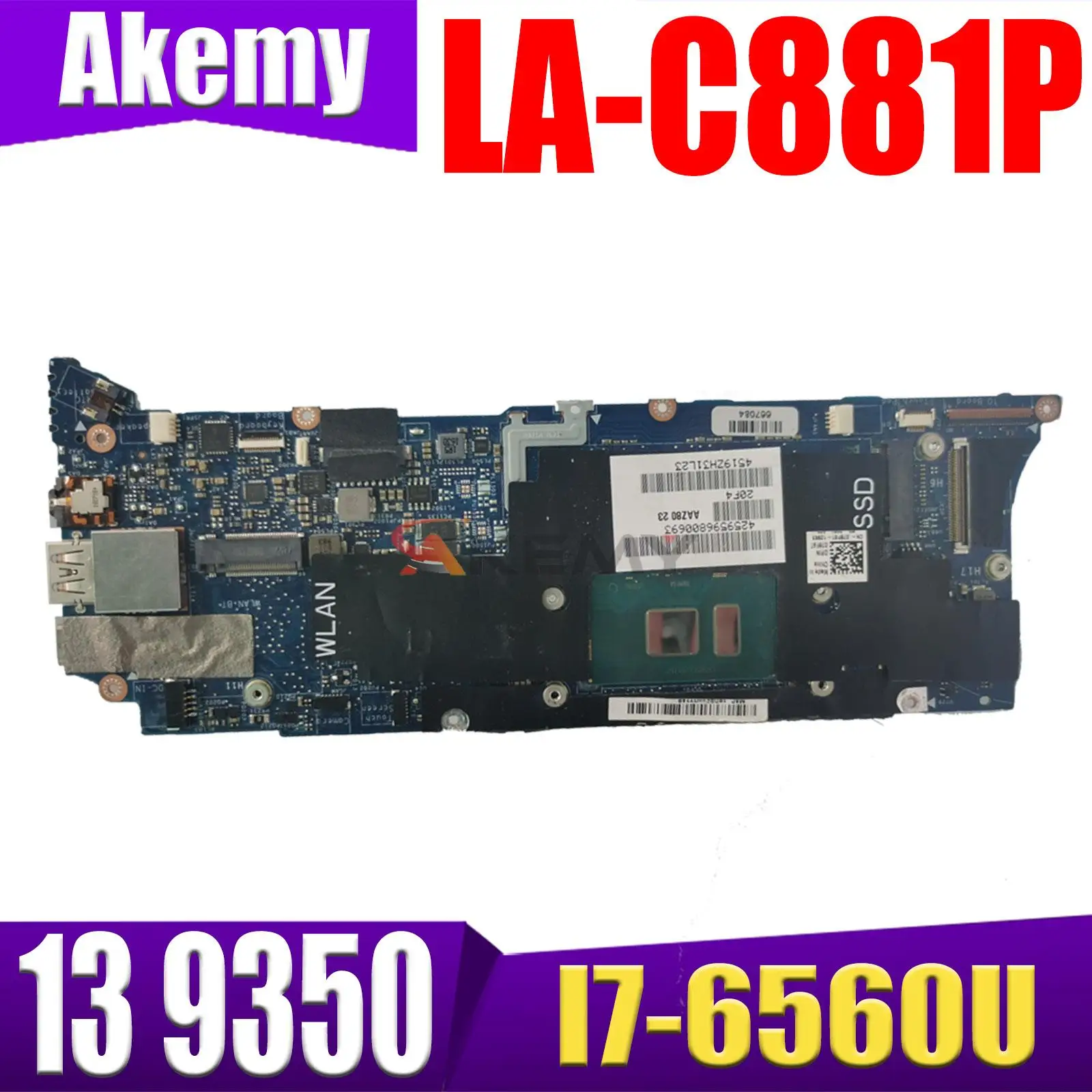 

For DELL XPS 13 9350 Laptop Motherboard LA-C881P AAZ00 i3 i5 i7 6th Gen RAM 4G/8G/16G CN-076F9T 076F9T Notebook Mainboard Tested