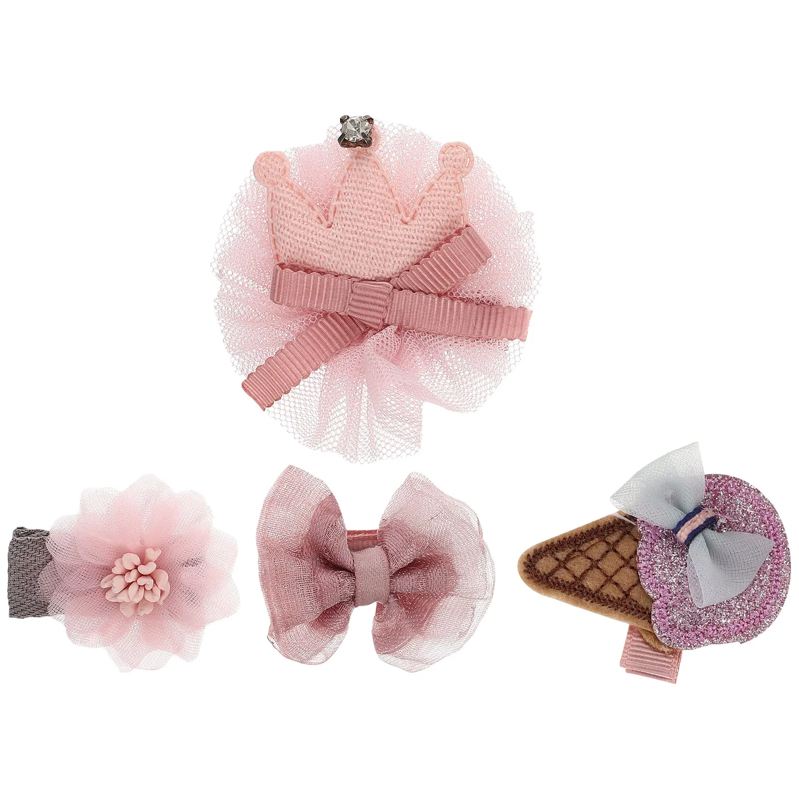 

4 Pcs Baby Girl Kids Toddler Hair Clips Barrettes Cloth Roller Lightweight Comfortable Adorable Design Accessories