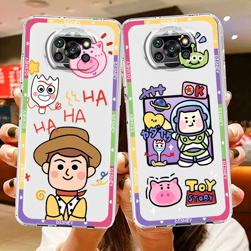 Toy Story Disney Buzz For Xiaomi Poco X5 X3 X4 Pro NFC F4 F3 F2 GT M5 M5s M4 M3 C55 C50 C40 5G Transparent Phone Case