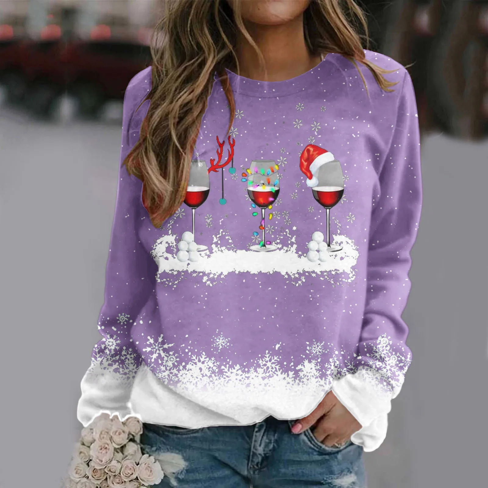 Father Christmas Harajuku Clothing For Women Oversized Cotton T-Shirt Tops O Neck Casual Long Sleeve Female Fashion Streetwear