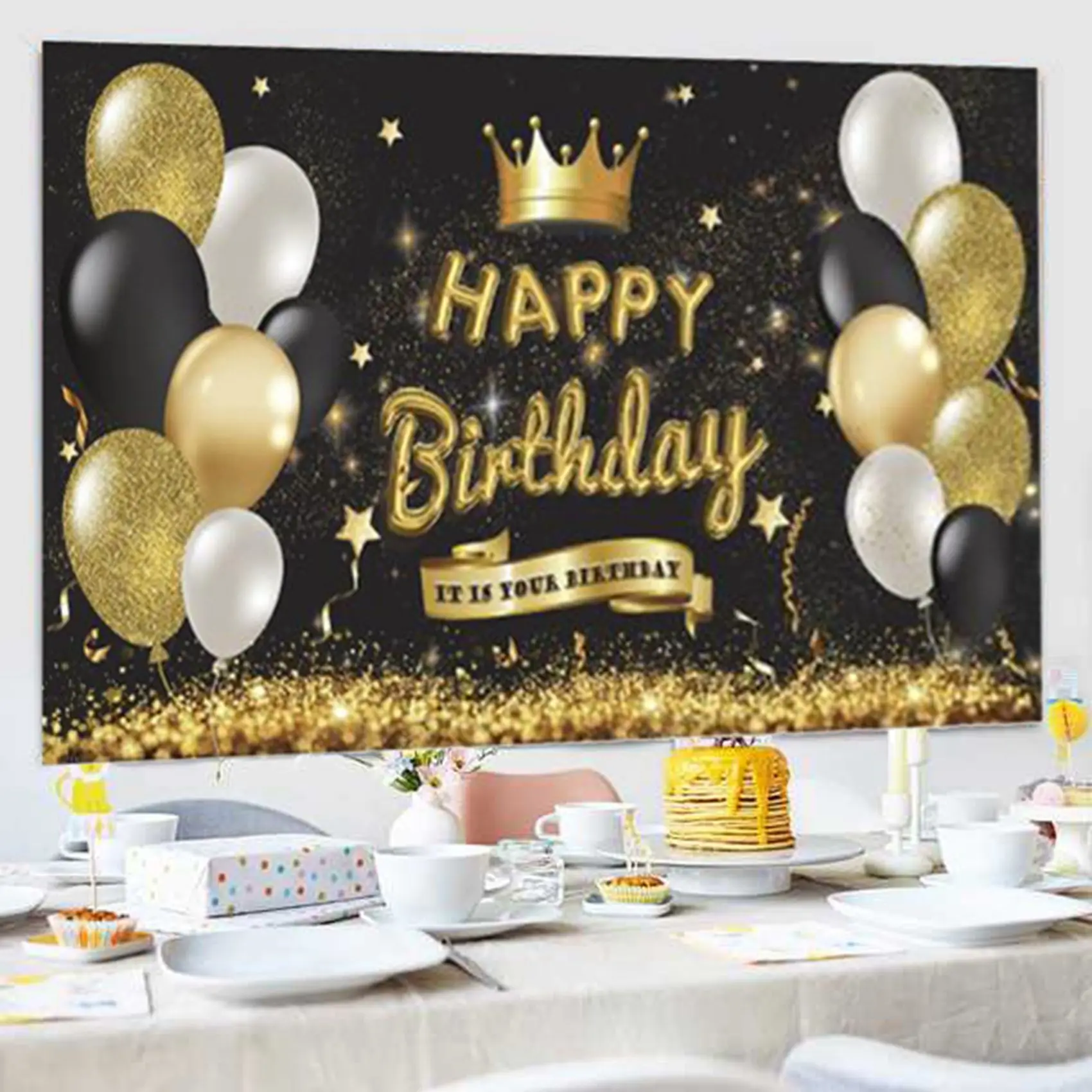 Banderole de fond joyeux anniversaire, bannière de fond joyeux anniversaire, décor de fête, fournitures de fête, accessoires de photomaton intérieur et extérieur