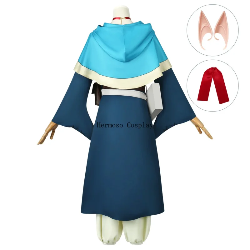 Marcille Donato Cosplay Costume Wig Anime Delicious in Dungeon Dress Uniform Cloak Bag Book Headwear Elven Mage Halloween Suit