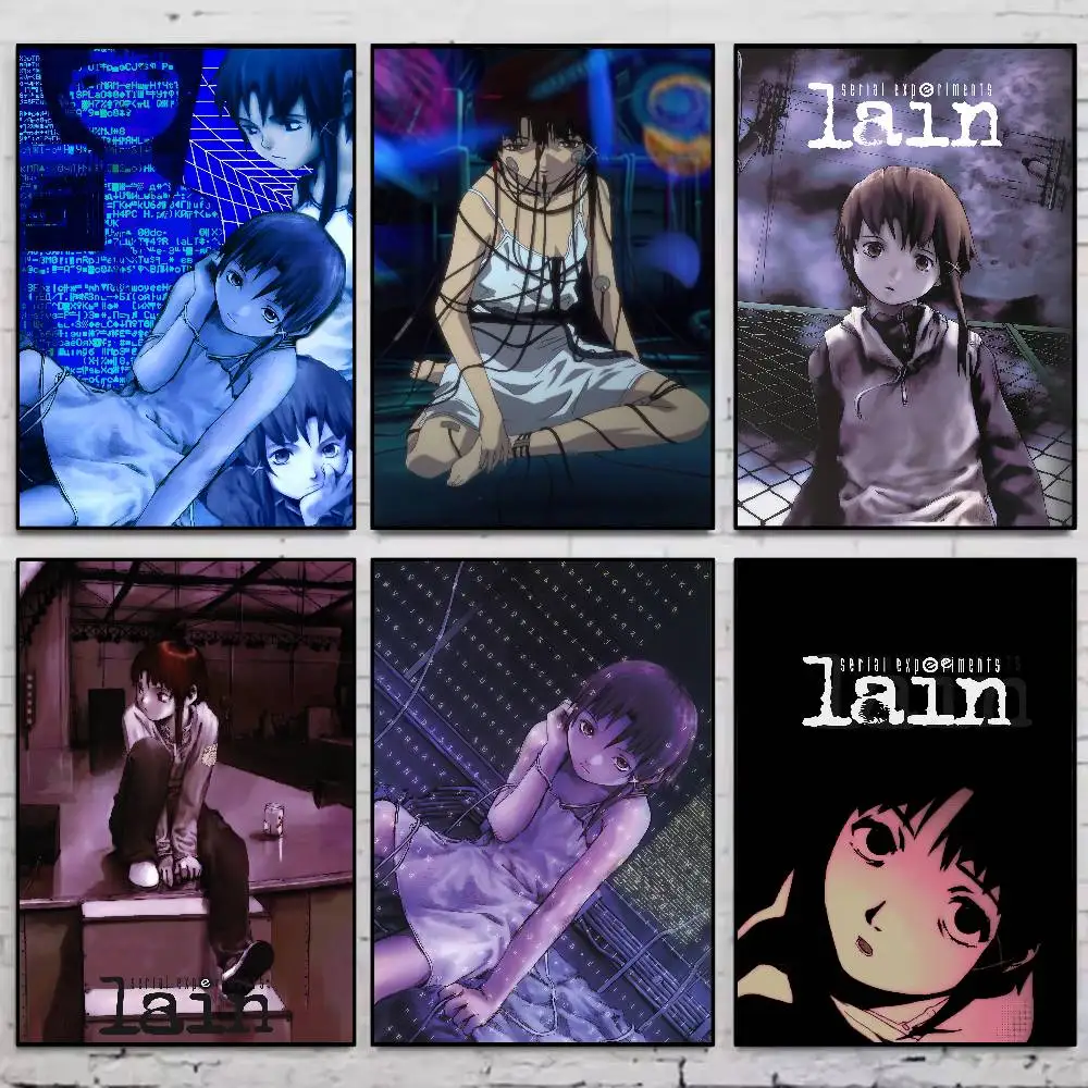 Anime S-Serial E-Experiments Horror L-Lain Game Poster Gallery Prints Self Adhesive Home Decor Decoration Wall Decals Living
