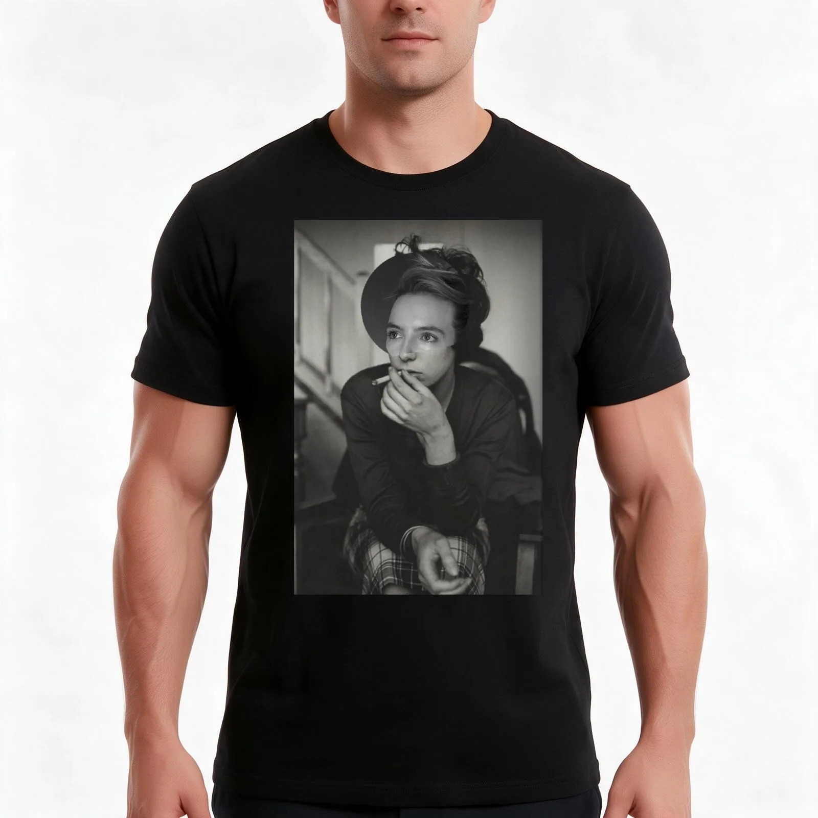 Villanelle smoking T-Shirt, Summer Casual Cotton Tee, Oversized Streetwear Tops, Vintage Graphic Print, Loose Fit Short Sleeve