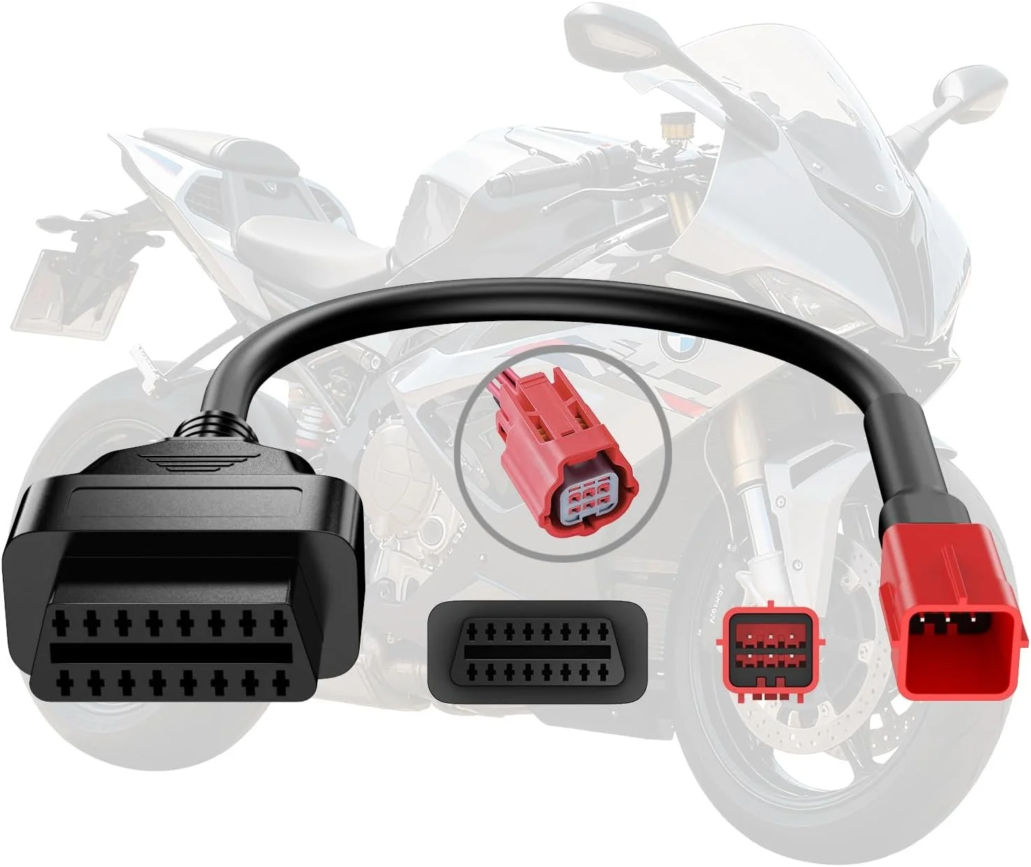 

OBD2 Adapter Cable Fits for BMW Motorcycles 6Pin to 16Pin OBD2 Diagnostic Adapter Wire Works with All OBDII Scanner