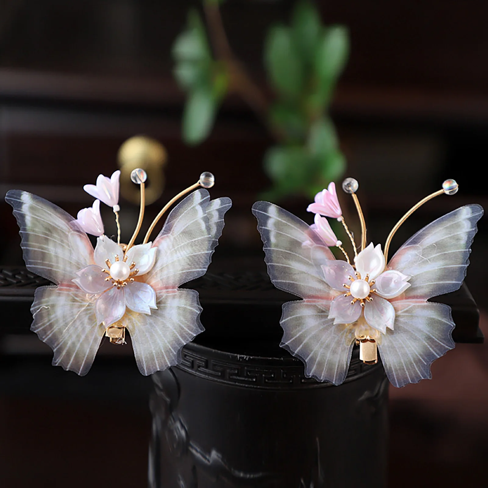 1Pc Butterfly Hair Clips Women Girls Fairy Headpieces Embroidered Butterfly Hairpins for Chinese Hanfu Dress Hair Jewelry