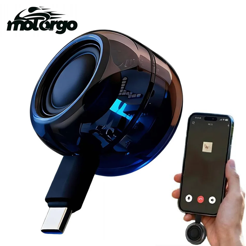 Compact Plug-and-Play Subwoofer - Phone Laptop Speaker Amplifier | Strong Bass Sound, One-Click-Free Connection, No Battery Anxiety, Translucent Case with LED Effects, 31.5g Portable Design, Universal Type-C | Perfect for Indoor Outdoor Use with Mobile