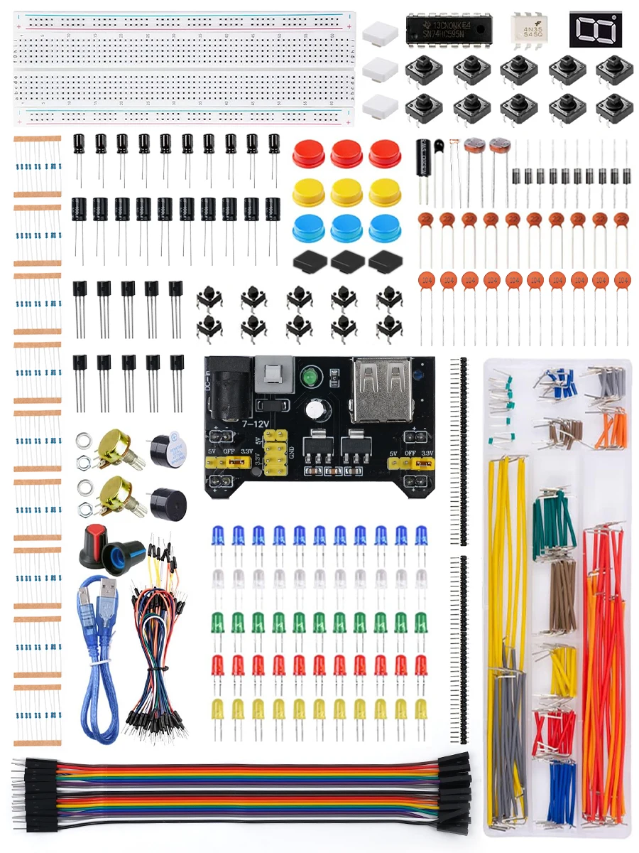 Breadboard Module Beginner Star Electronic Components Electrolytic Capacitor Resistor LED 830 Hole Breadboard Kit For Arduino
