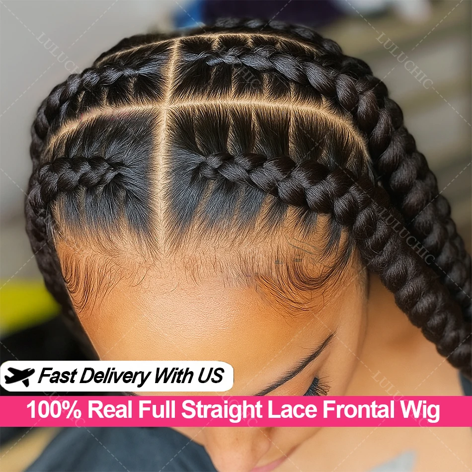 

Real Full Lace Wigs 100% Human Hair for Women 250% Brazilian Bone Straight HD Full Lace Frontal Wig Ready To Wear Preplucked