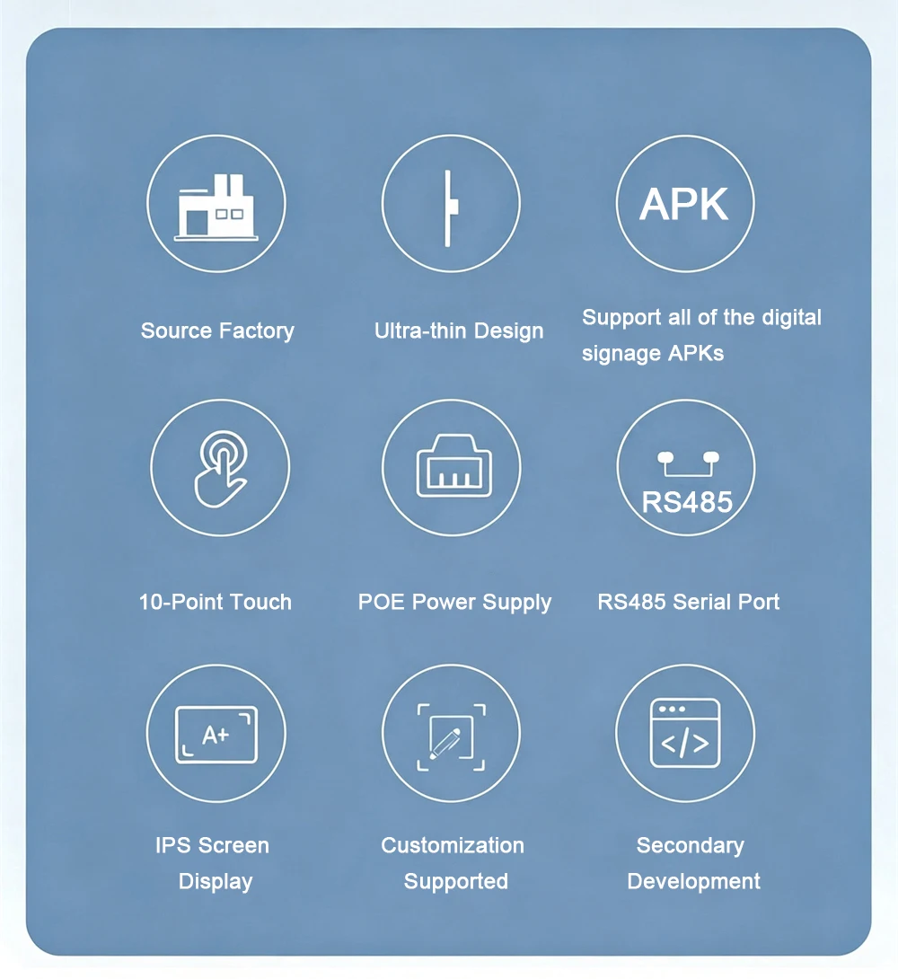 8 10,1" Wandmontiertes Android Smart Home Bedienfeld RK3566 POE-Stromversorgung Android 11 Kapazitives Touch-Tablet für Zuhause & Büro – Detail 3
