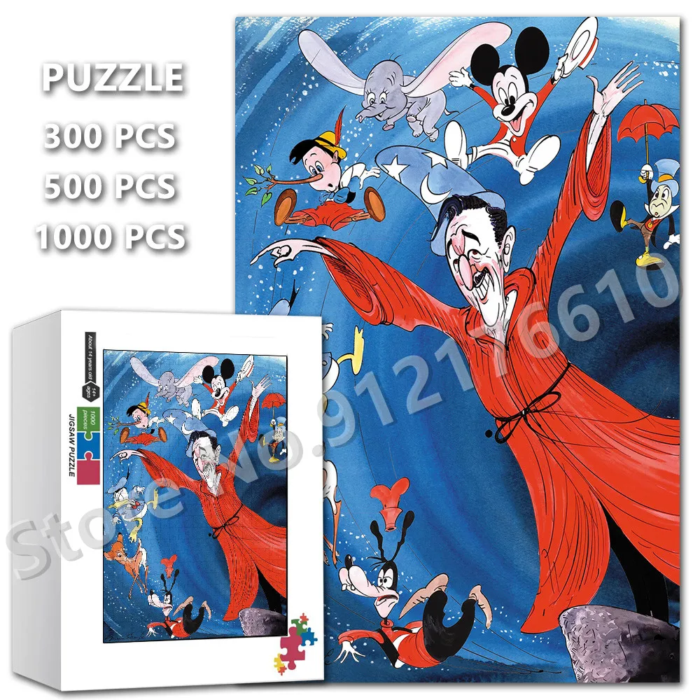 

Walt Disney and Mickey Jigsaw Puzzles 300/500/1000 Pieces Disney Family Donald Duck Cartoon Puzzles Decompress Educational Toys