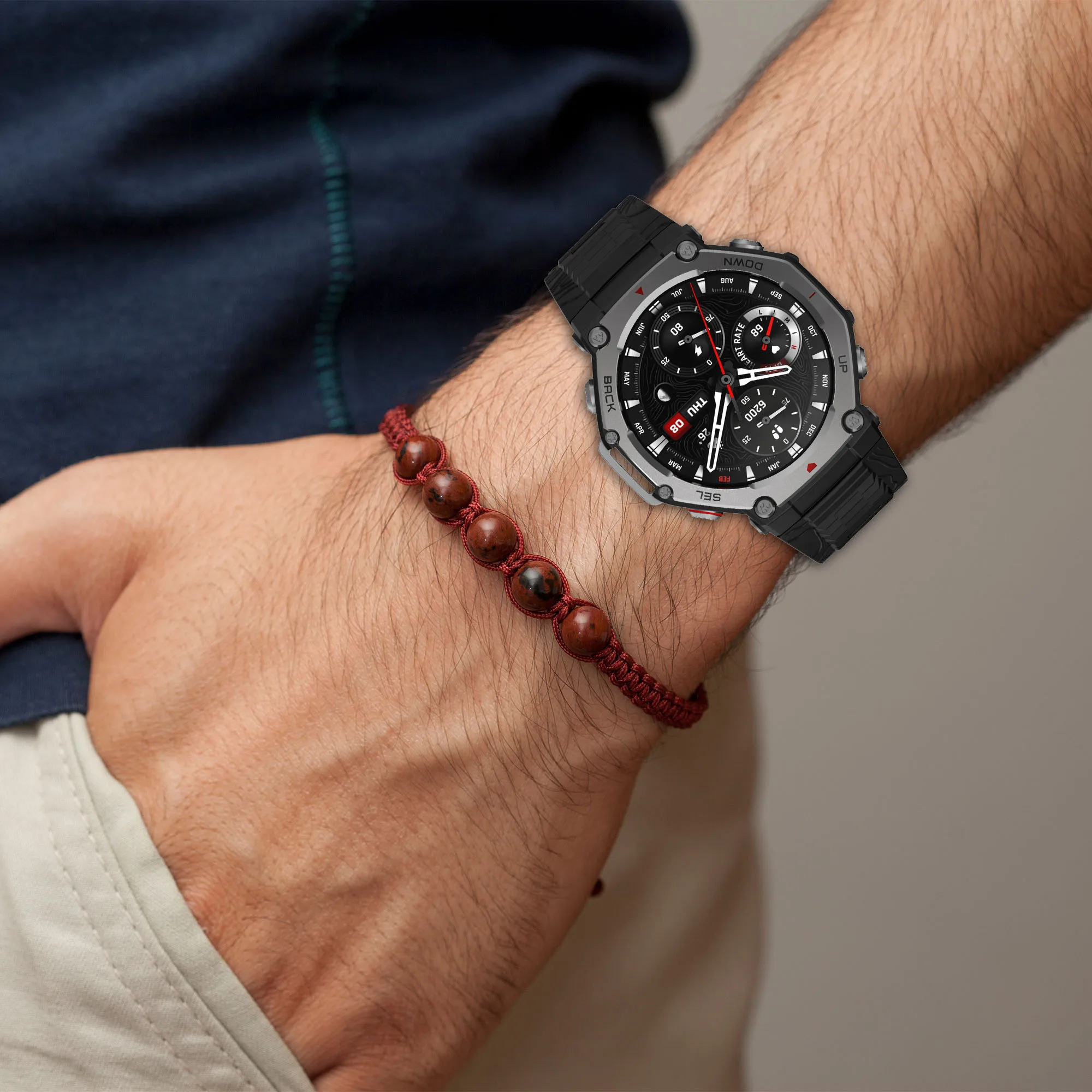 어메이즈핏 시계 TREX-3, 클래식 버클 고무 스트랩, 어메이즈핏 TREX-3 시계 밴드, 2 색 액세서리, 남녀공용