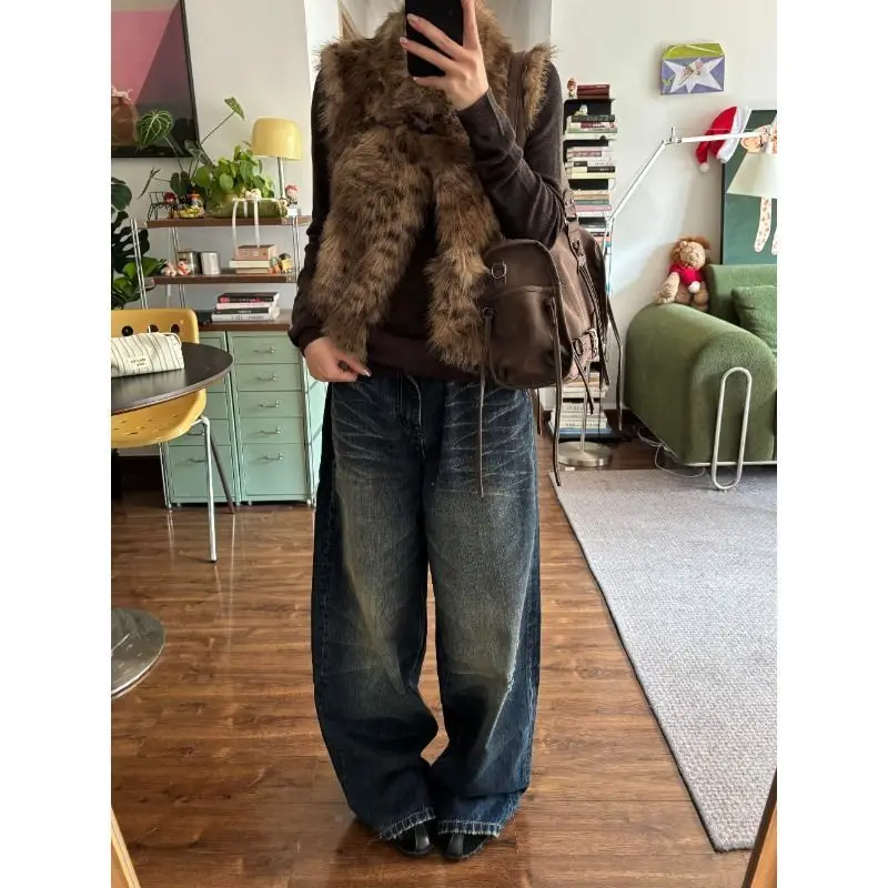 Warm Thickened Sleeveless Moda Vests Leopard Print Stand Collar Slim Fit Elegant Streetwear Outerwear