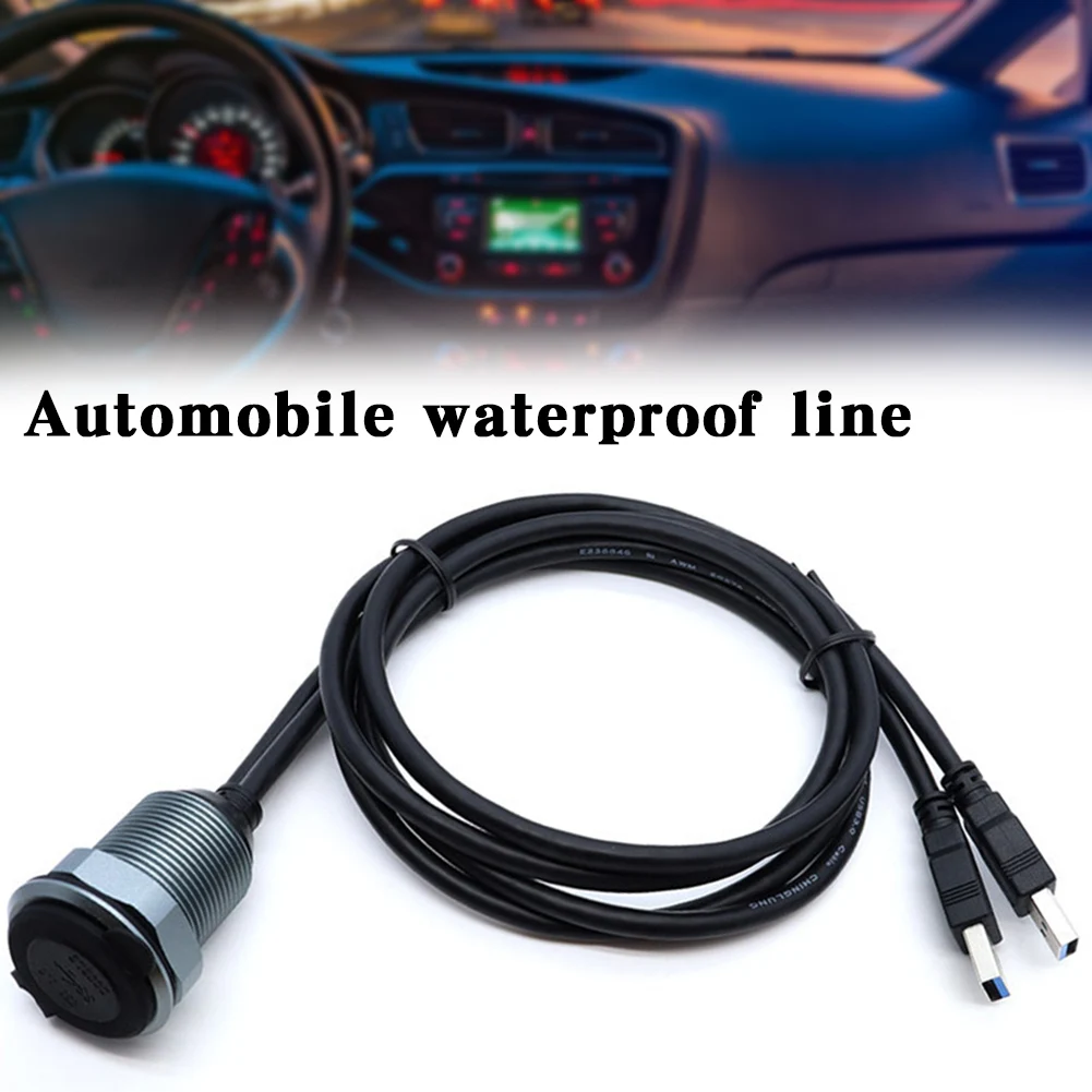 2 Ports Dual USB 3.0 Car Mount Flush Cable Multipurpose Dashboard Panel Cable For Motorcycle