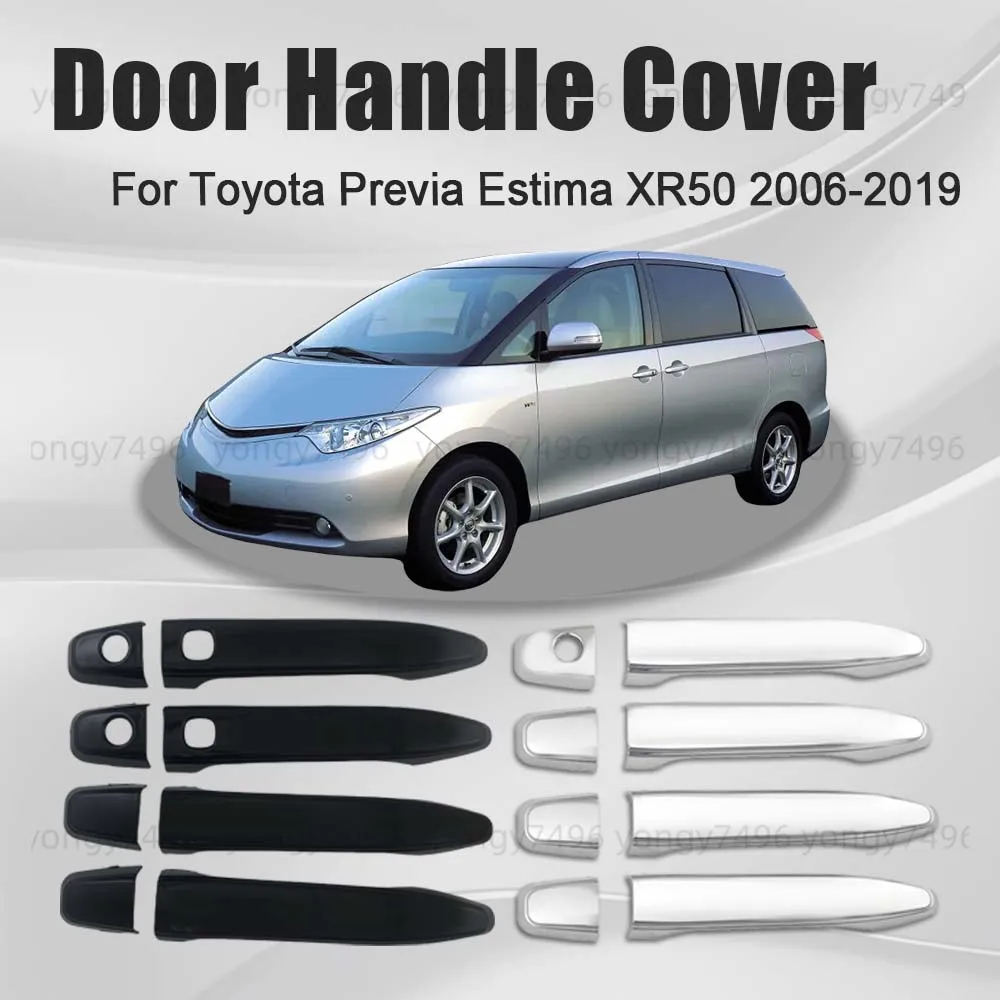

Car Upgrade Carbon Fiber Glossy Black Door Handle Cover Trim For Toyota Previa Estima XR50 2006 2019 Car Decoration Accessories