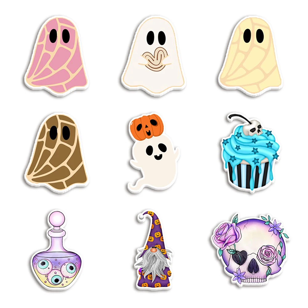Ghost Halloween Cake resina planare Flatback acrilico trasparente Glitter acrilico per custodia per telefono fai da te fiocco per capelli forniture artigianali 10 pezzi/lotto