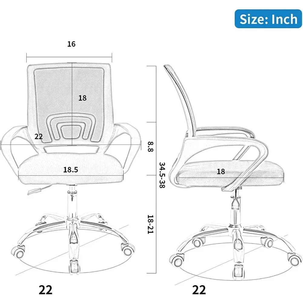 Ergonomic Office Chairs Set of6,Swivel Rolling Height Adjustable Conference Chairs,Mesh Computer Desk Chairs with Lumbar Support