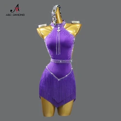 Nuovo vestito da ballo latino Concorso da sala da ballo sexy Gonna da donna Ragazze Pratica Abiti sportivi Costume da samba da palcoscenico serale personalizzato