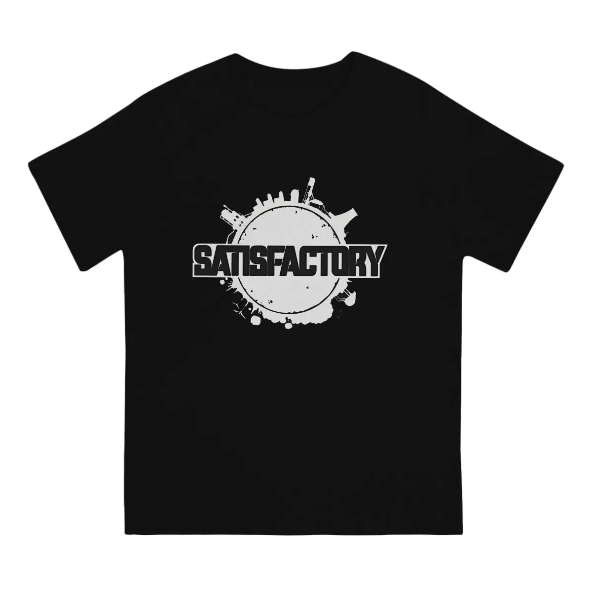 Men T-Shirts Satisfactory Early Access Logo Novelty Pure Cotton Tee Shirt Short Sleeve F-Factorio Game T Shirts Round Neck