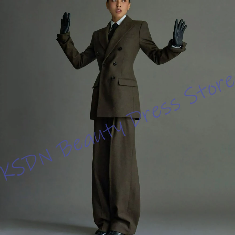 

Women's Double-Breasted Clothes Two Piece (Jacket+Pants) Set Vintage Professional Office Lady Blazer Formal Evening Party Wear