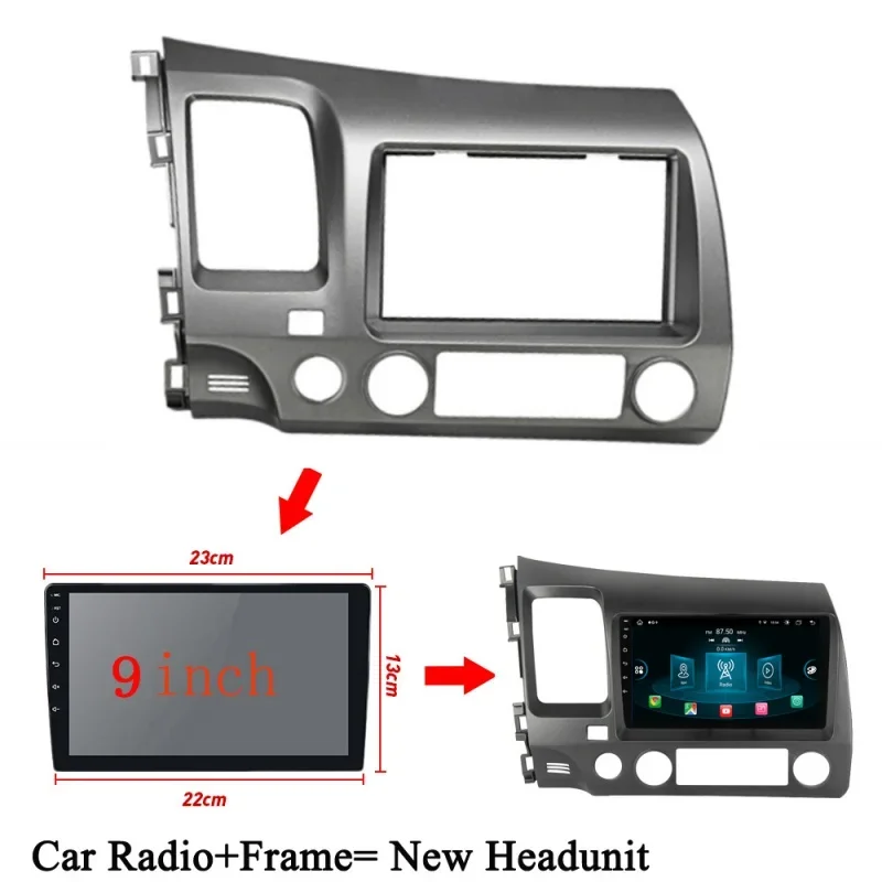 9inch 2din universal Car Radio Fascia For HONDA CIVIC SEDAN 2007-2011 Stereo Double Din Car Dvd Frame Install Panel