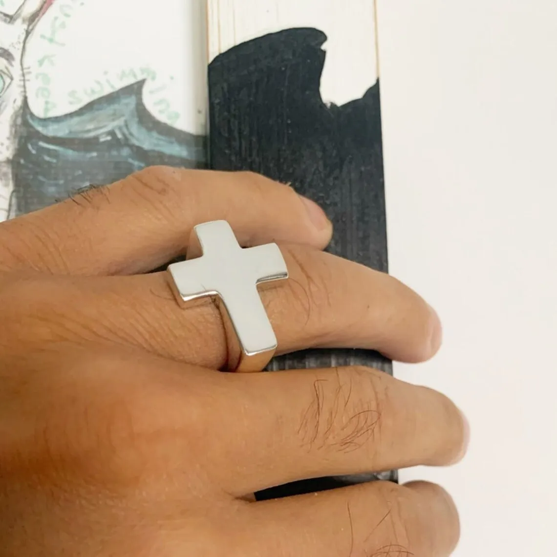 Vintage Fashion Unisex Ring - Retro Cross Design Versatile for Daily Outfits For Banquet Party Holiday Birthday Anniversary Gift