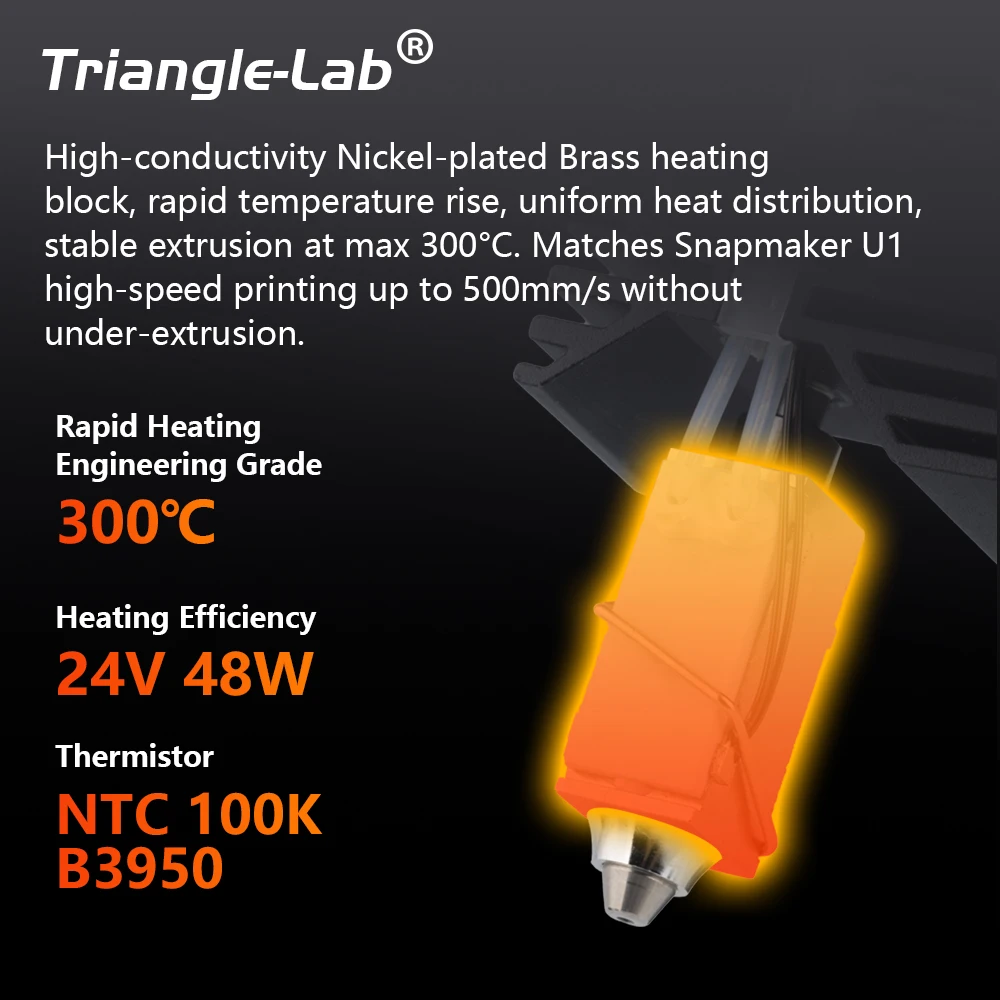 Trianglelab®Hardened Steel Hotend Assembly For Snapmaker U1 3D Printer All Metal Hot End 0.2 0.4 0.6 0.8mm Nozzle Support CF SF