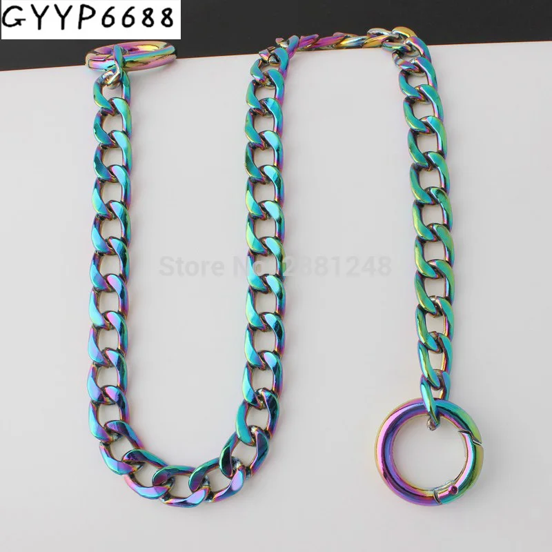 

Width 11mm Rainbow chain bags purses strap accessory factory quality plating cover wholesale Flat chain