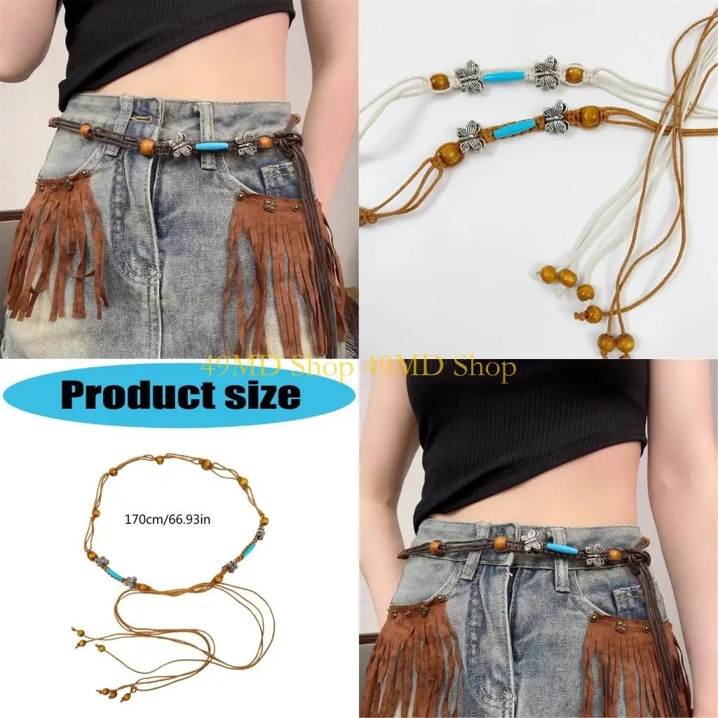 49MD Retro Adjustable Waist Belt Sophisticated Rope Belt Accessories For Maxi Dresses Skirts And Festival Wear