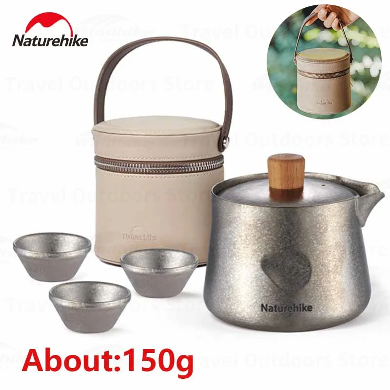 

Naturehike Titanium Tea Set Suit Ultralight Travel Teapot Teacup Drinking Outdoor Camping Tableware Picnic Double Layer Teapot