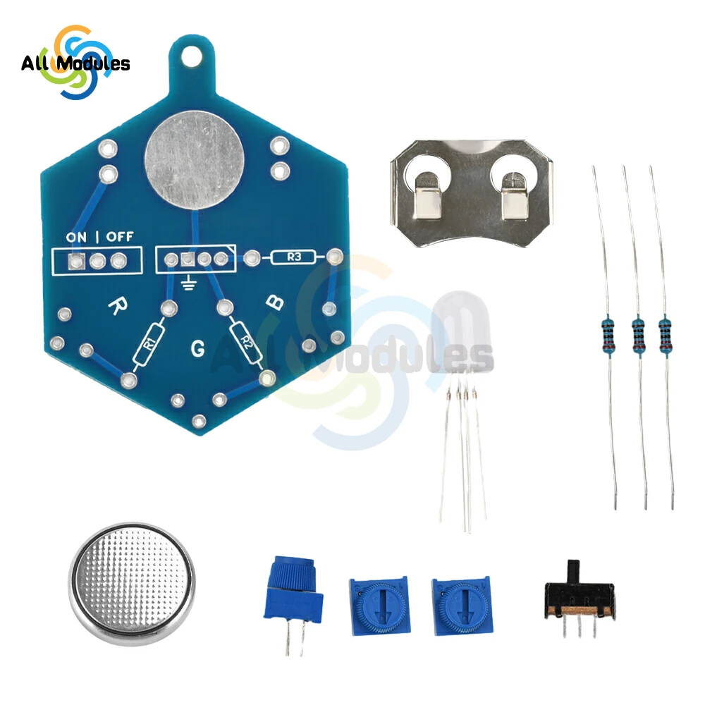 RGB LED Light Circuit Board Welding Practice DIY Electronic Beginner Learning Welding Fun DIY Kit for Student Laboratory