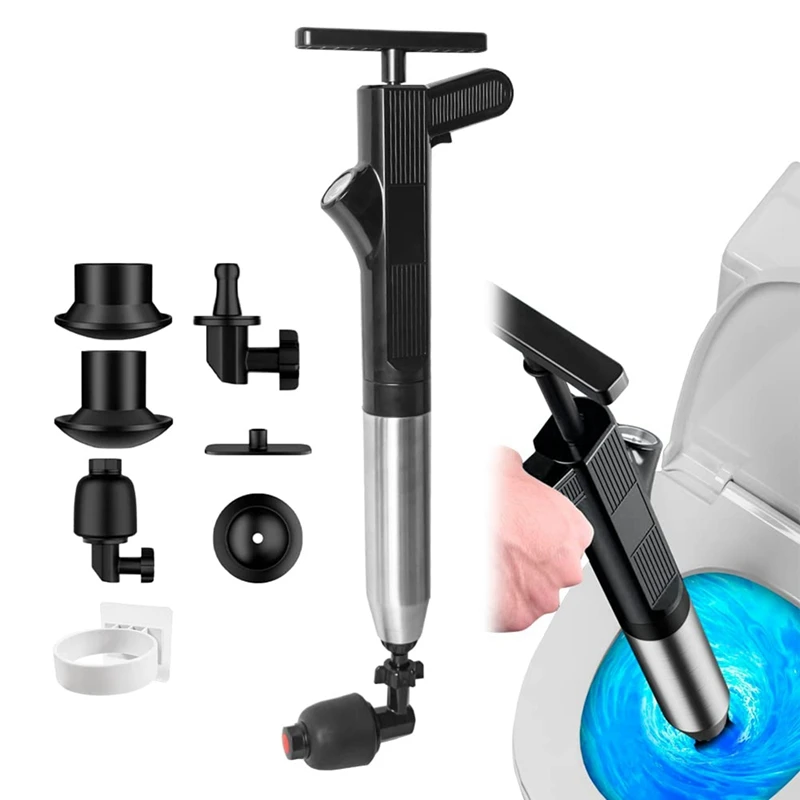 

Drain Clog Remover Drain Snake Toilet Plunger With Holder Black With Holder Clog Remover Plungers For Bathroom Toilet