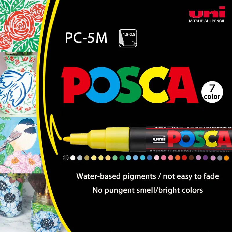 

Uni POSCA Markers PC-5M Acrylic Set Paint Pens POP Advertising Poster Graffiti Pen Hand-Painted Manga Stationery Art Supplies