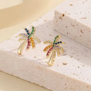 Orecchini pendenti con palme da spiaggia in cristallo, gioielli tropicali per donna 10 best sales orecchini ad albero - №10
