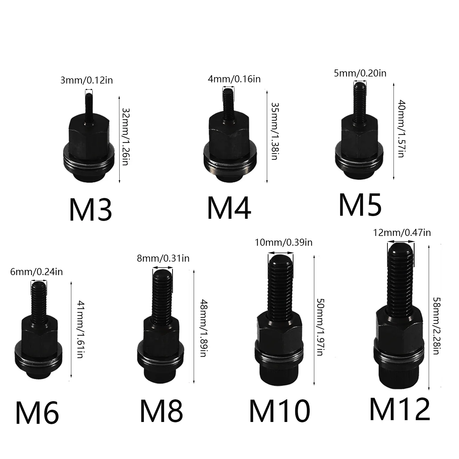 7 pz Rivetto Dado Strumenti Mano Rivetto Dado Testa Installazione Semplice Rivettatrice Manuale Per Rivnuts Strumenti Per Dadi M3 M4 M5 M6 M8 M10 M12