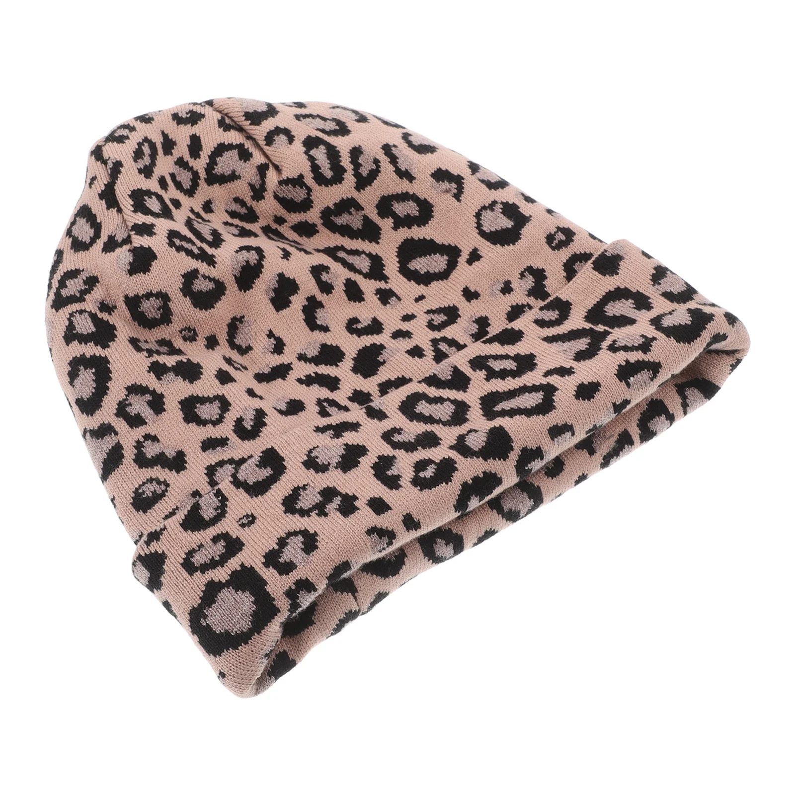 

Khaki Leopard Woman Warm Knitted Hat Soft Stretch Beanie Cap Winter Fashion One Size Fits Most Autumn Outdoor Travel Hat