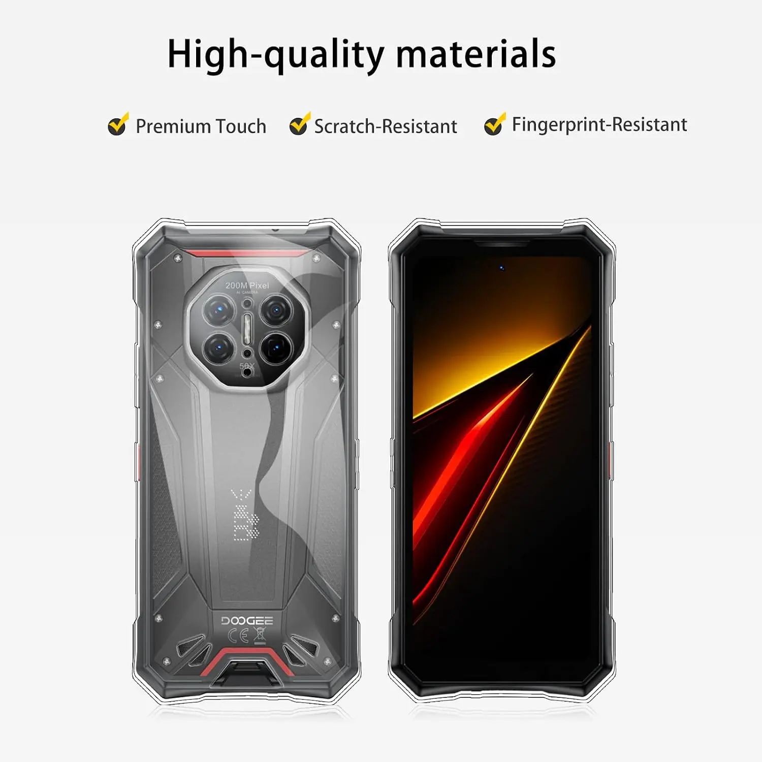 Etui 2w1 ze szkła i miękkiego silikonu TPU z osłoną ekranu ze szkła hartowanego do Doogee S300 Pro/S300 Plus 6,78 cala, odporne na wstrząsy. — zdjęcie produktu 6