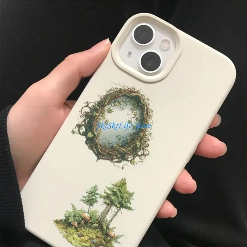 E65E 50PCS Cartoon Green Forest PVC Stickers Waterproof Decals for Tablets Laptops
