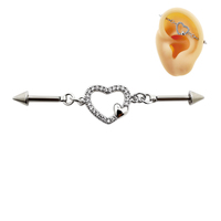 JHJT 14G Heart Industrial Piercing Surgical Steel Industrial Barbell Handcuffs Cat Star Cartilage Earring Body Jewelry