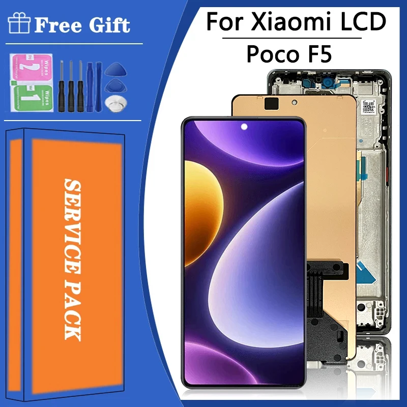 

6.67"AMOLED For Xiaomi POCO F5 LCD Display Touch Screen Digitizer Assembly For POCOF5 23049PCD8G 23049PCD8I Display with Frame