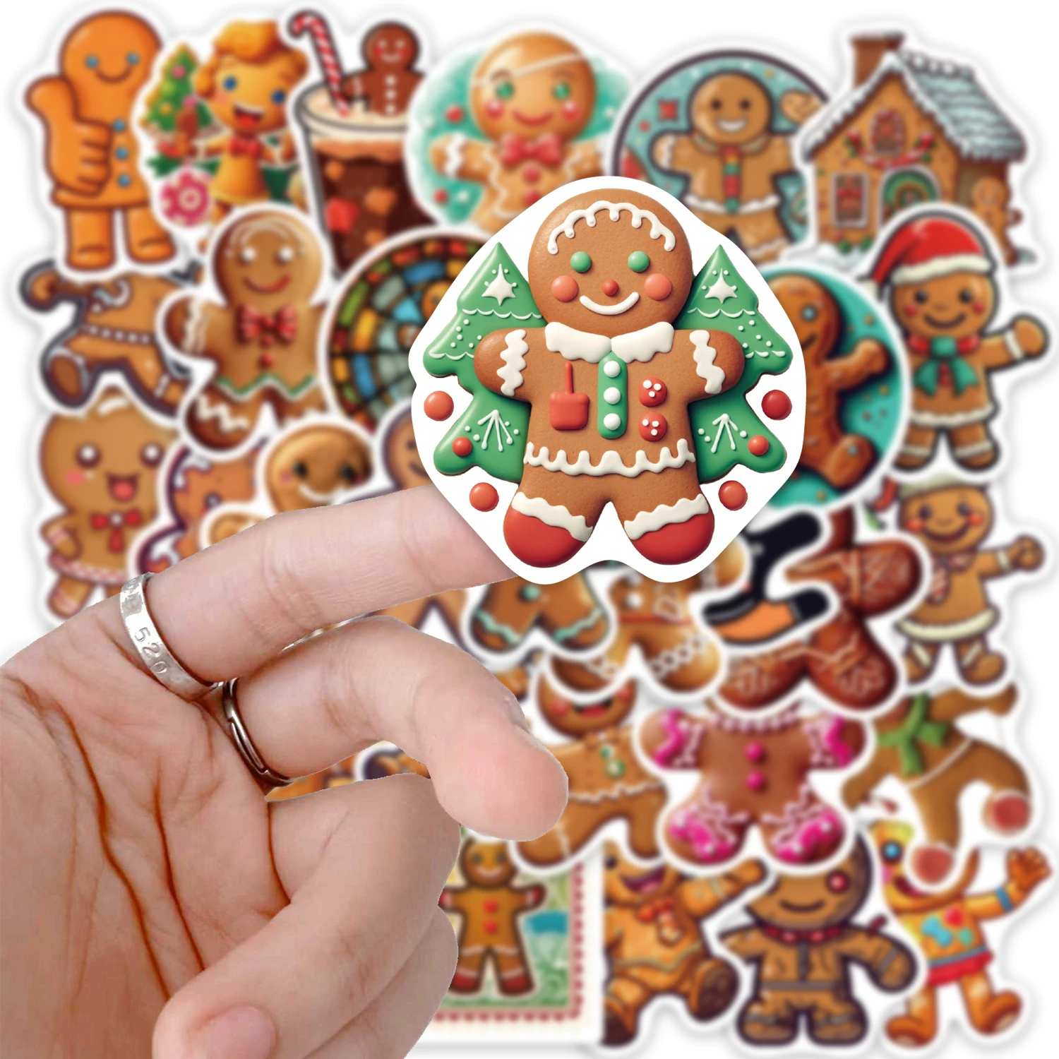 50 Uds. De pegatinas de hombre de jengibre de dibujos animados, funda de teléfono DIY, portátil, taza de agua aislada, pegatina de juguete de escritorio