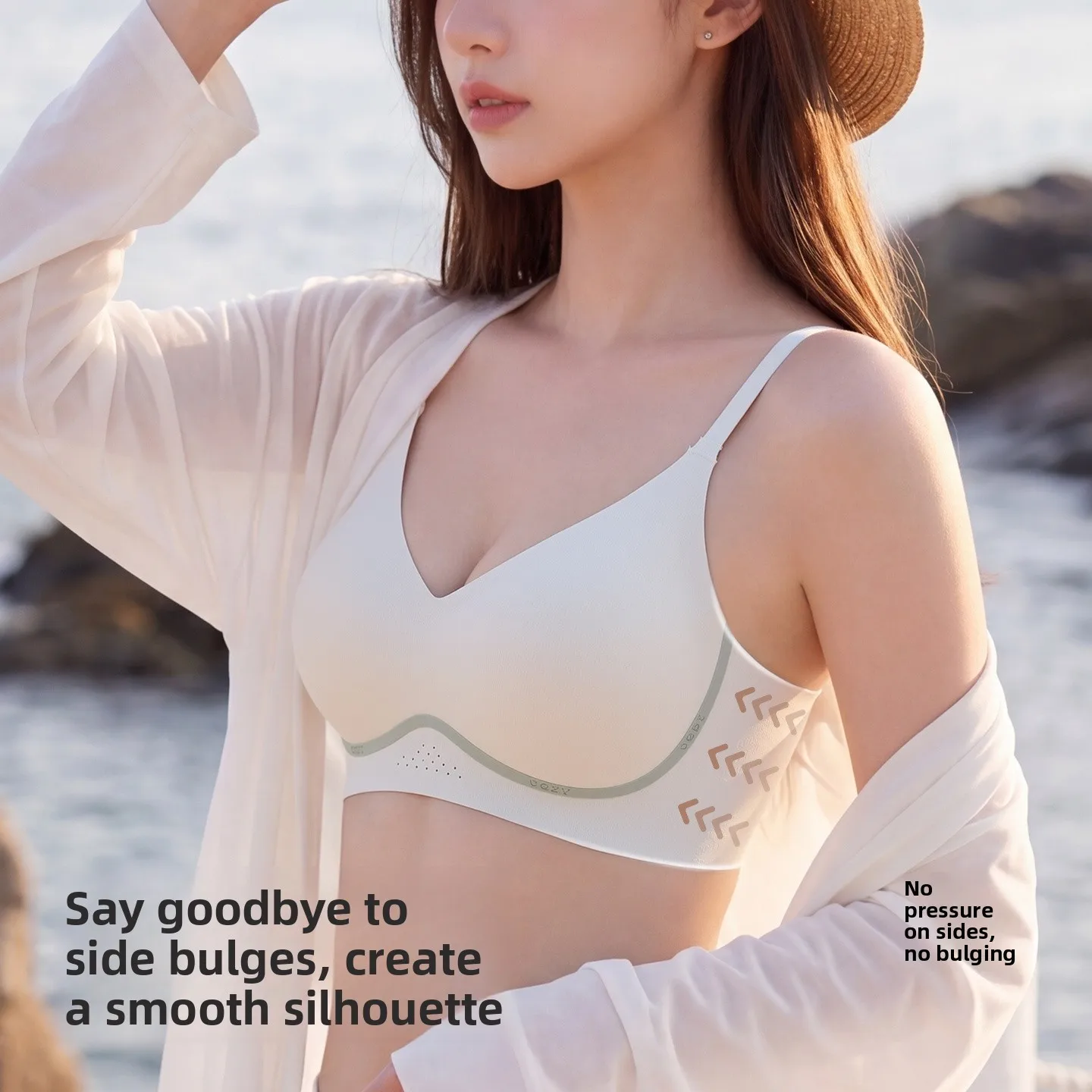 KUCLUT Seamless Jelly Gel Wireless Comfortable Breathable Gathered Underwear Thin Cup Bra No Steel Ring Supportive Padded Bra