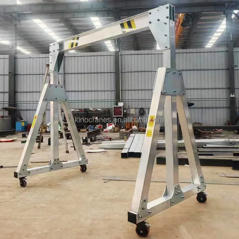 Lightweight Design Adjustable Height Mini Electric Mobile Portable Aluminum Gantry Crane with Remote Control