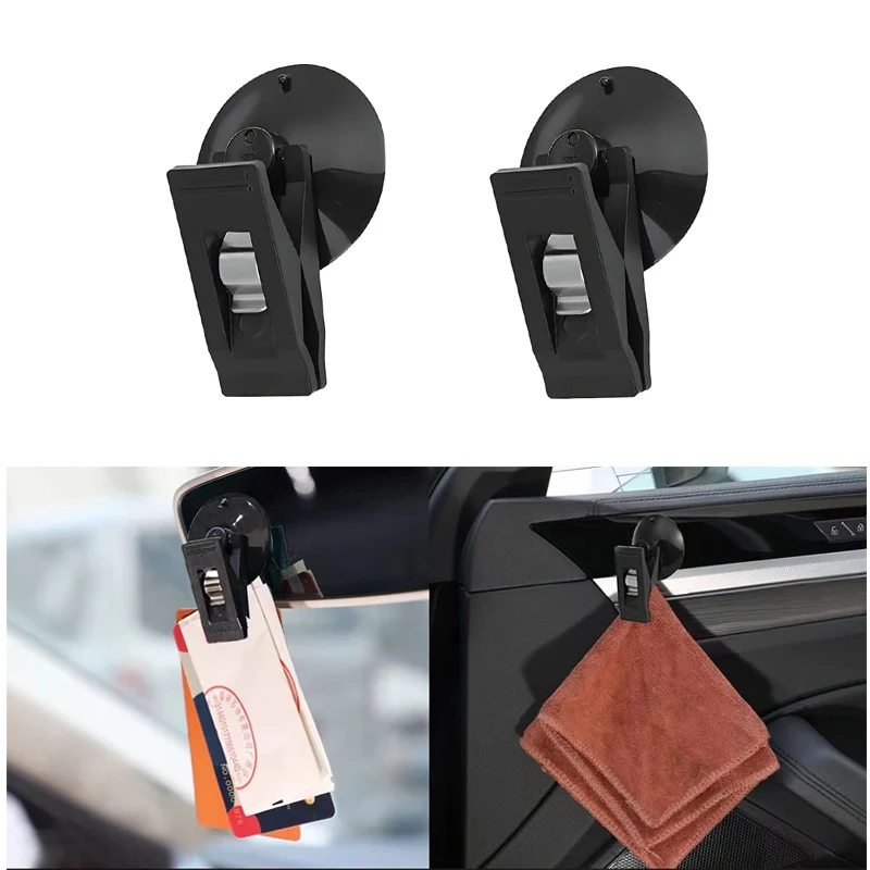 2pcs Car Ticket Holder Clip Sucker Clamp Suction Cup Removeable Bill Card Clamp for Window Glasses Sunshade Interior Accessories