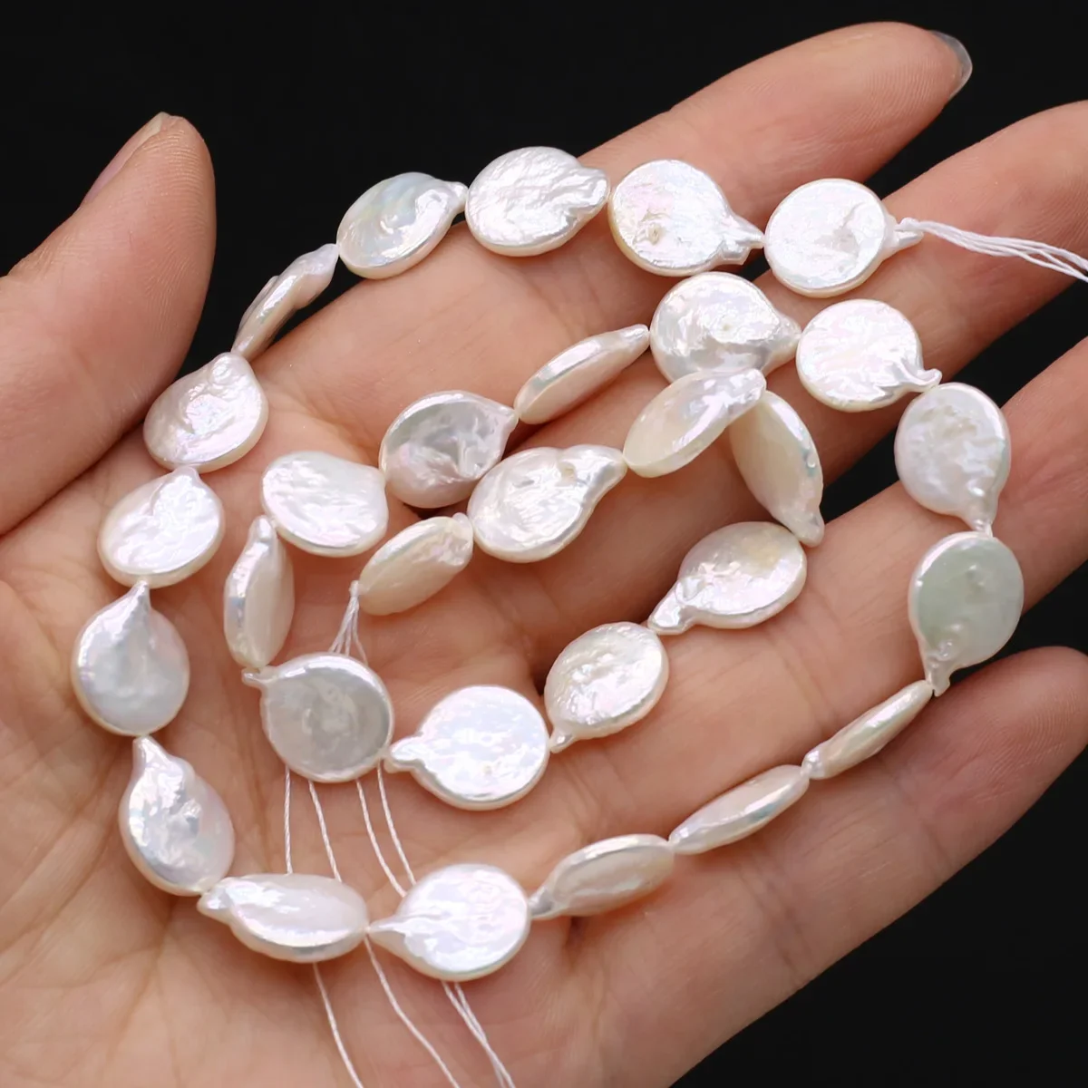 عالية الجودة الأبيض غير النظامية قطرة الشكل لؤلؤ المياه العذبة الطبيعية 11-13 مللي متر تباعد فضفاض مطرز صنع المجوهرات قلادة أقراط #2