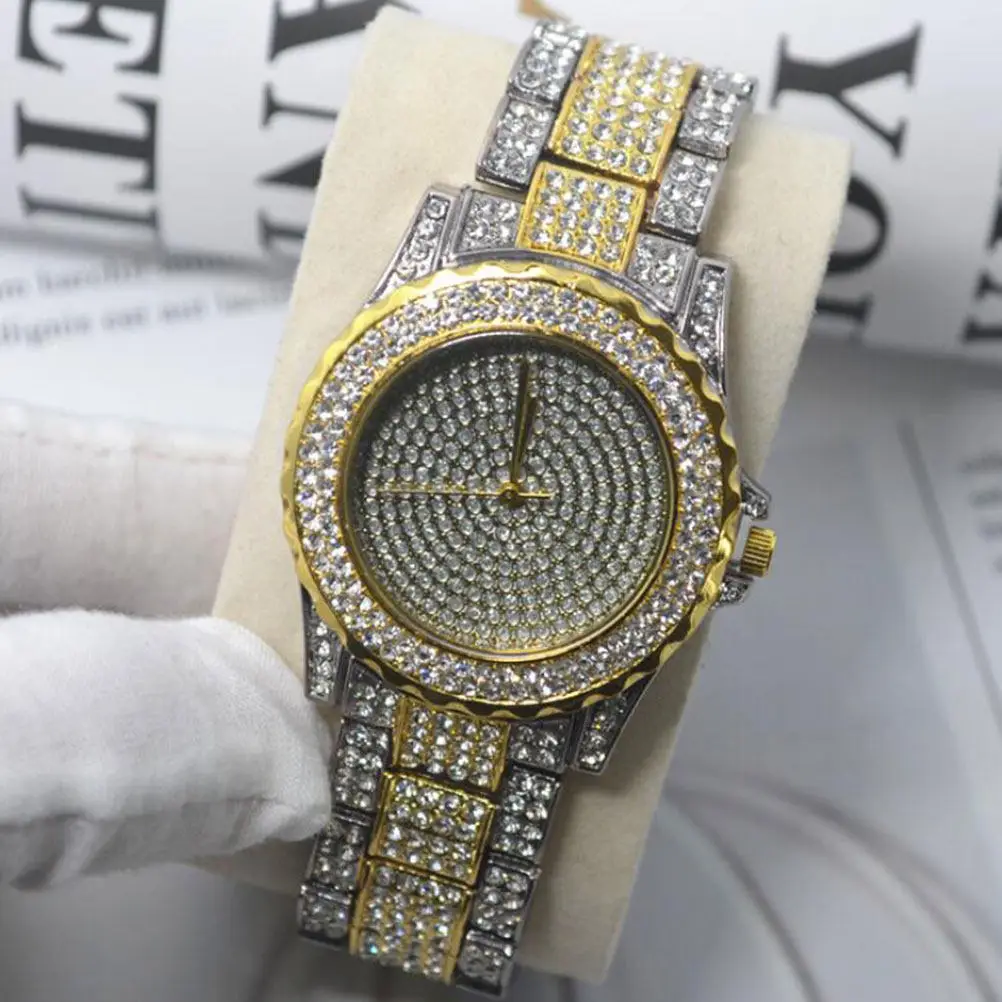 Women Rhinestone Quartz Watch Steel Band Casual Fashion Wristwatch Silver Gold Gift