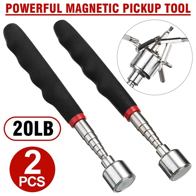 Telescopic Magnetic Iron Suction Rod with LED Light Metal Pick-up Tool DIY Strong Magnetic Metal Screw Suction Rod Pick-up Tool