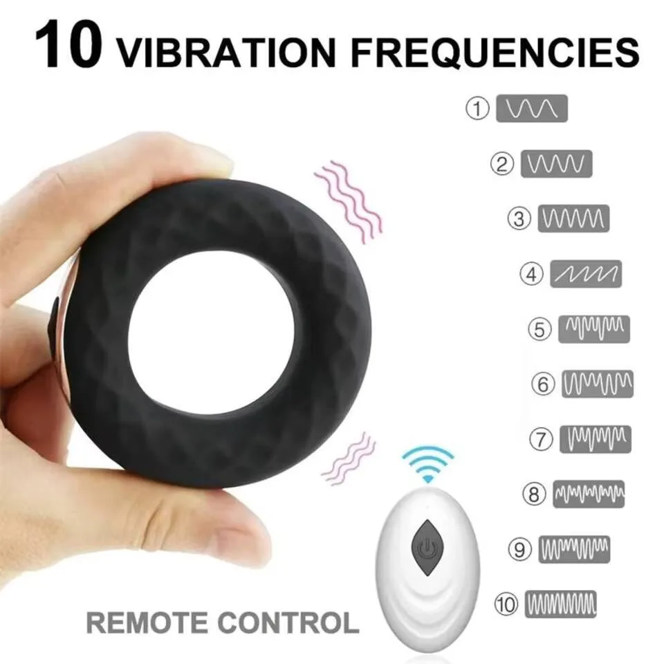 حلقات سيليكون هزازة للقضيب للرجال ، حلقات كوكرينغ هزازة ، تأخير القذف ، ألعاب جنسية للبالغين ، اهتزاز القضيب ، محسن المدرب ، حلقة دائرية ، 10 سرعة