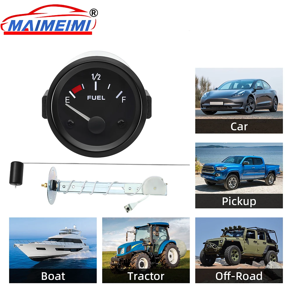

240-33ohm Fuel Level Gauge Boat Marine Fuel Tank Level Gauge White backlight with Adjustable length Fuel Float Sensor