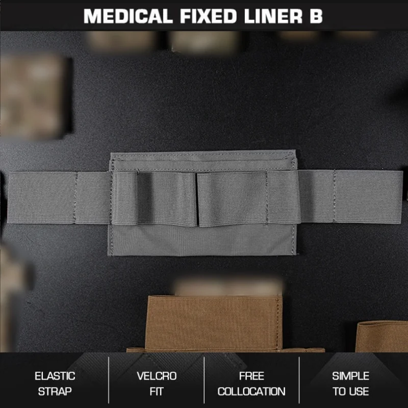 

Fixed inner liner for emergency supplies - elastic band and modular design for durable emergency organization